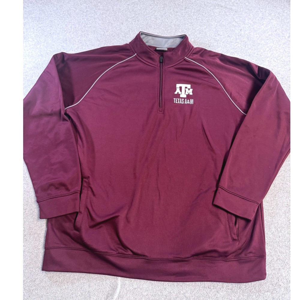 Stadium Athletics Texas A&M Pullover Mens‎ XXL Maroon Quarter Zip Aggies Logo